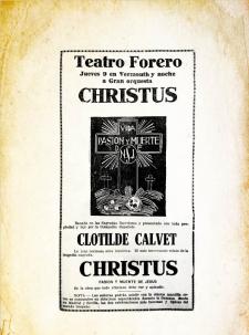 Anuncio de la obra de teatro Christus en el Teatro Forero. Diario La Crónica. Lima, abril de 1920.