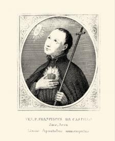 Francisco del Castillo, creador del Sermón de las Siete Palabras (o de las Tres Horas), tradición que inició, hacia 1660, en el barrio del Baratillo, Lima. Crédito: García Sanz, Pedro. Vida del Venerable y Apostólico padre Francisco del Castillo de la Compañía de Jesús. Roma, 1863. Tipografía de Juan Casaretti. 